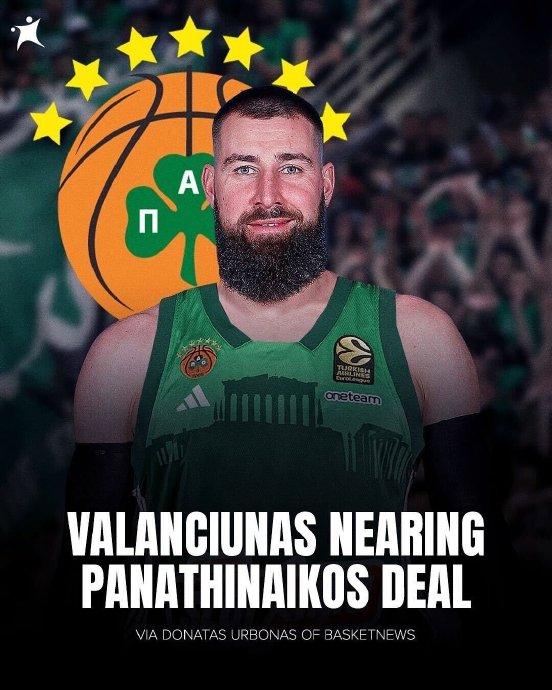 瓦兰丘纳斯离开NBA加盟希腊帕纳辛纳科斯